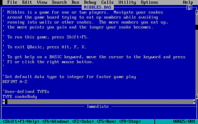 qbasic nibbles source